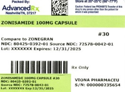 Zonisamide 100mg #30 (Zonisamide 100mg 80425 0392 01)